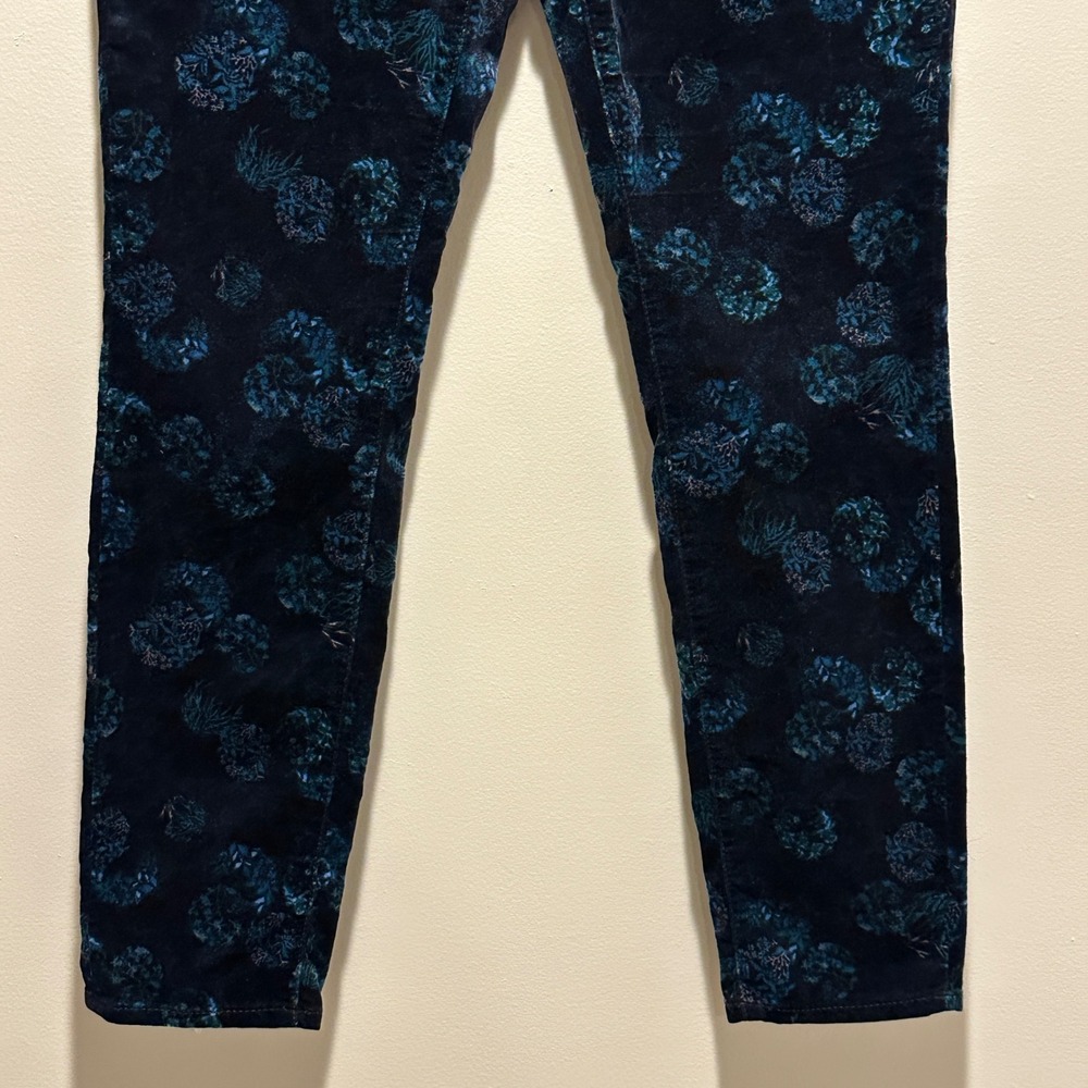 Pilcro and the Letterpress Script‎ Pants Women 28 Blue Velvet Floral Mid Rise - Picture 3 of 9